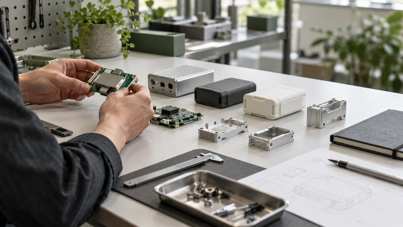 Illustrative engineering sample review comparing electronics and enclosure designs.